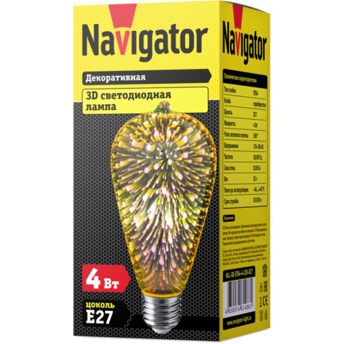 Лампа светодиодная Navigator 61 486 NLL-3D-ST64-4-230-E27 4W фото 2
