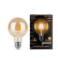 Лампа светодиодная Gauss 105802006 LED G95 E27 6W 2400K Filament Golden