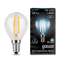 Светодиодная лампа Gauss 105801207 LED Filament Globe E14 7W 4100K шарик