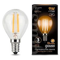 Лампа светодиодная Gauss 105801109 LED Filament Globe E14 9W 2700K