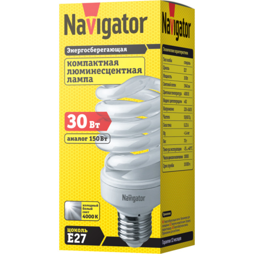 Лампа люминесцентная Navigator 94 057 NCL-SF10-30-840-E27 фото 2
