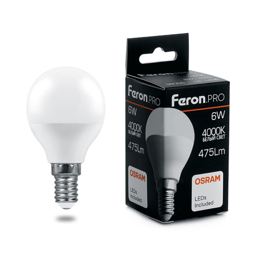 Лампа светодиодная Feron.PRO LB-1406 E14 6Вт 4000K 38066