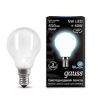 Светодиодная лампа Gauss 105201205 LED Filament Globe OPAL E14 5W 4100K шарик