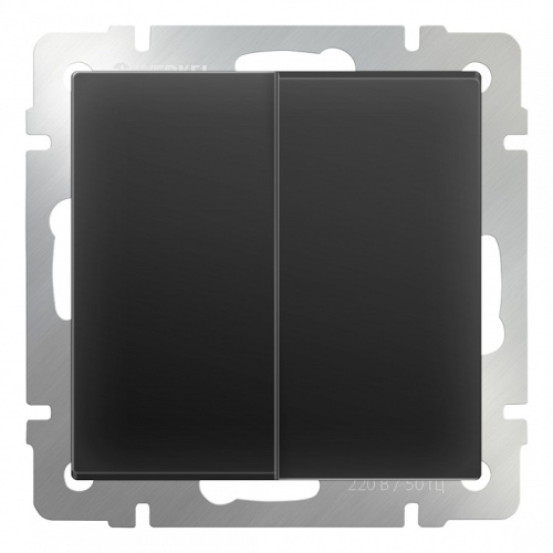 Выключатель двухклавишный без рамки WERKEL WL08-SW-2G Черный матовый a029873