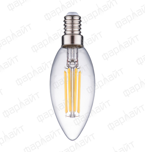 Лампа светодиодная нитевидная прозрачная свеча С35 7Вт 4000К Е14 Фарлайт FAR000028