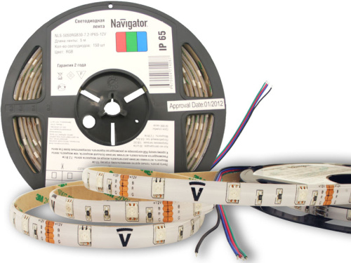 Светодиодная лента Navigator 71 428 NLS-5050RGB30-7.2-IP65-12V (цена за бухту 5м)