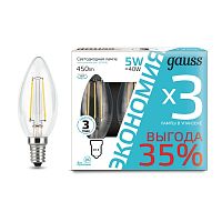 Светодиодная лампа GAUSS 103801205T Filament E14 5Вт 4100K 450Лм 185-265V