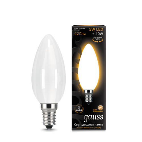 Лампа светодиодная Gauss 103201105 LED Filament Candle OPAL E14 5W 2700К