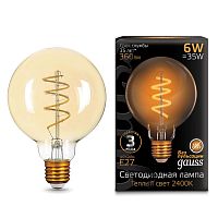 Лампа светодиодная GAUSS 105802007 E27 6Вт G95 2400K Filament Golden