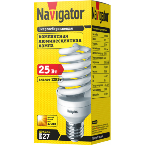 Лампа люминесцентная Navigator 94 052 NCL-SF10-25-827-E27 фото 2