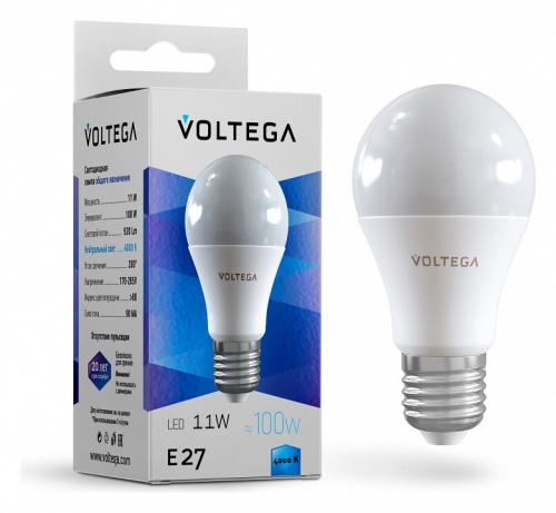 Лампа светодиодная Voltega 5738 Simple VG2-A2E27cold11W E27 10.5Вт 4000К