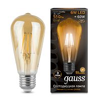 Лампа светодиодная Gauss 102802006 LED ST64 E27 6W 2400К Filament Golden