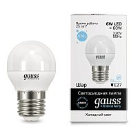 Светодиодная лампа Gauss 53236 LED Elementary Globe 6W E27 6500K шарик