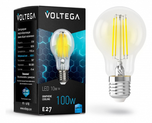 Лампа светодиодная Voltega 7101 Crystal VG10-А1E27cold10W-F E27 10Вт 4000K