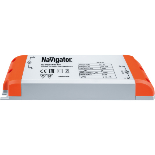 Источник питания для светодиодной ленты Navigator 94 679 ND-P60S-IP20-12V фото 2