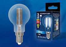 Лампа светодиодная Uniel  E14 11Вт 4000K LED-G45-11W/4000K/E14/CL PLS02WH картон