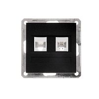 Механизм розетки компьютерной + телефонной 2-м СП W59 RJ45 + RJ11 кат.5E 1А черн. бархат SchE RSI-251TK5E-6-86
