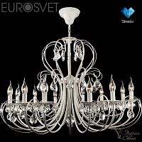 Люстра EUROSVET 3305/12 белый с золотом/прозрачный хрусталь Strotskis