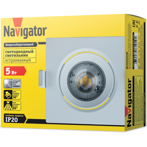 Встраиваемый светодиодный светильник Navigator 61 019 NDL-PS5-5W-840-WH-LED фото 3
