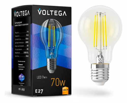 Лампа светодиодная Voltega 7140 Crystal VG10-A60E27warm7W-F E27 7Вт 2800К