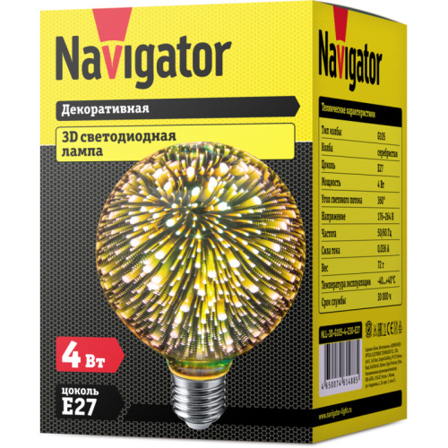Лампа светодиодная Navigator 61 488 NLL-3D-G105-4-230-E27 фото 2