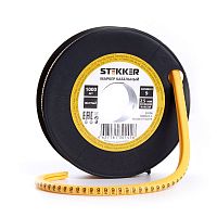 Кабель-маркер "9" для провода сеч.2,5мм STEKKER CBMR25-9 , желтый, упаковка 1000 шт