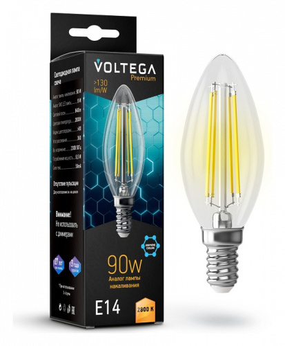 Лампа светодиодная Voltega 7134 Premium VG10-C35E14warm9W-F E14 9Вт 2800K