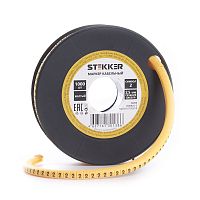 Кабель-маркер "2" для провода сеч.2,5мм STEKKER CBMR25-2 , желтый, упаковка 1000 шт