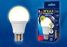 Лампа светодиодная Uniel Яркая Dim E27 10Вт 3000K LED-A60 10W/3000K/E27/FR/DIM PLP01WH картон