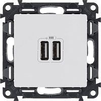 Механизм розетки USB Valena Life 2 разъема 240В/5В 2400мА с лиц. панелью бел. Leg 753412