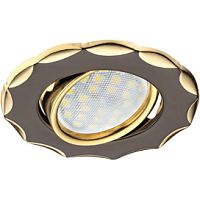 Поворотный встраиваемый светильник DH07 Ecola FG1602EFS чёрный хром/золото 421658