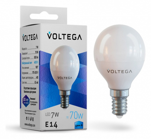 Лампа светодиодная Voltega 7055 Simple VG2-G45E14cold7W E14 7Вт 4000K