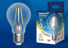 Лампа светодиодная Uniel  E27 10Вт 3000K LED-A60-10W/3000K/E27/CL/DIM GLA01TR картон