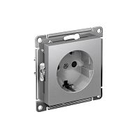 Розетка AtlasDesign 16А с заземл. защ. шторки быстрозажим. клем. механизм алюм. SE ATN000345S
