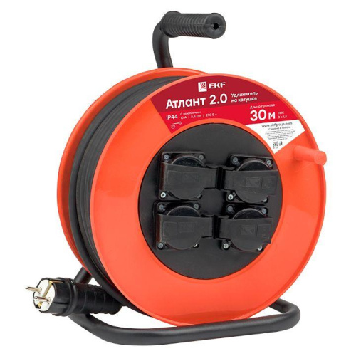 Удлинитель на катушке 4х30м с заземл. 16А IP44 Атлант 2.0 ПВС 3х1.5 3.5кВт PROxima EKF UKA02-16-315-4-30-IP44