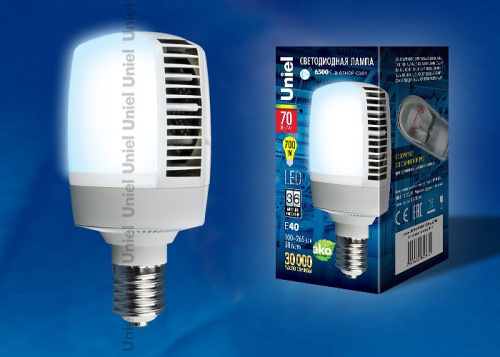 Лампа светодиодная Uniel  E40 70Вт 6500K LED-M105-70W/DW/E40/FR ALV02WH картон