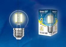 Лампа светодиодная Uniel Air E27 6Вт 3000K LED-G45-6W/WW/E27/CL GLA01TR картон