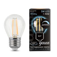 Светодиодная лампа Gauss 105802205-D LED Filament Globe dimmable E27 5W 4100K шарик
