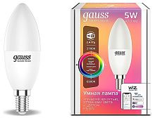 Лампа светодиодная Gauss Smart Home 1190112 E14 5W 2700-6500K+RGB C37  управление со смартфона