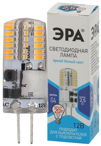 Лампа светодиодная LED-JC-2.5W-12V-SLC-840-G4 JC 2.5Вт капсульная 4000К нейтр. бел. G4 12В Эра Б0049090 фото 2