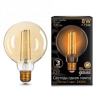 Лампа светодиодная GAUSS 105802008 E27 8Вт G95 2400K Filament Golden