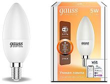 Лампа светодиодная Gauss Smart Home 1100112 E14 5W 2700K C37  управление со смартфона