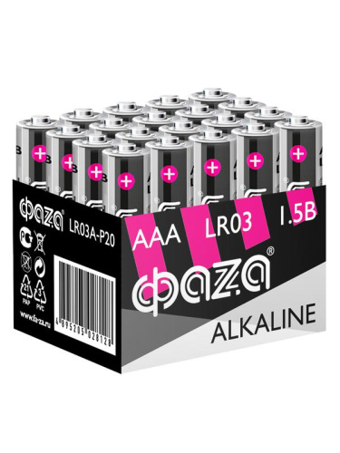 Элемент питания алкалиновый AAA/LR03 1.2В Alkaline Pack-20 (уп.20шт) ФАZА 5028128