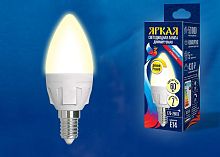 Лампа светодиодная Uniel Яркая Dim E14 7Вт 3000K LED-C37 7W/3000K/E14/FR/DIM PLP01WH картон