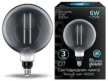 Лампа светодиодная Gauss 154802205 Vintage Filament Straight E27 6Вт 4000K G200 Gray