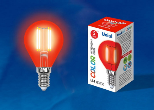 Лампа светодиодная Uniel Air Color E14 5Вт K LED-G45-5W/RED/E14 GLA02RD картон
