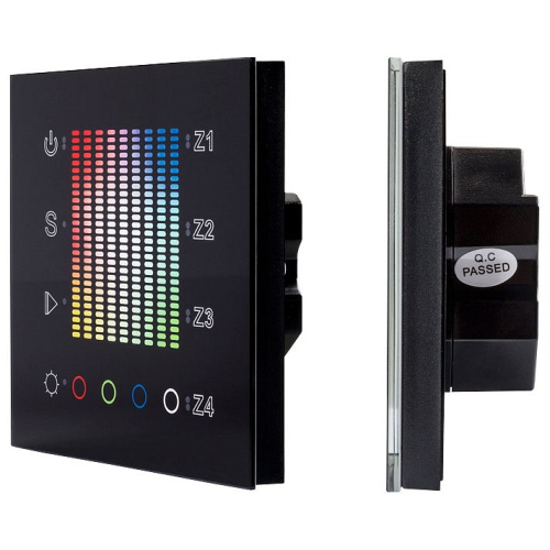 Панель-регулятора цвета RGBW сенсорная встраиваемая Arlight Sens SR-2831AC-RF-IN Black (220V, RGB, 4зоны)