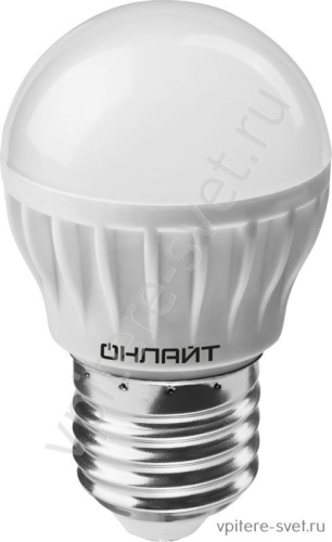 Лампа светодиодная ОНЛАЙТ 71 627 ОLL-G45-8-230-4K-E27-FR 8W 4000K шарик