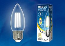 Лампа светодиодная Uniel  E27 5Вт 3000K LED-C35-5W/WW/E27/CL/DIM GLA01TR картон