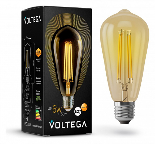 Лампа светодиодная Voltega 5526 Loft VG10-ST64Gwarm6W E27 6Вт 2800K